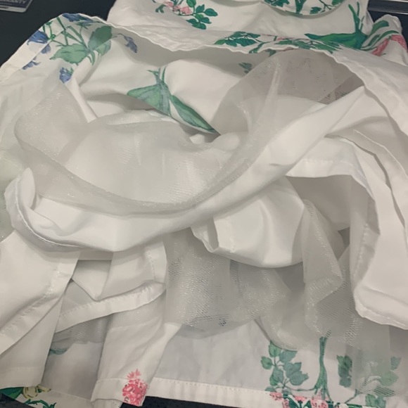 Girls lined crinoline dress flowers floral Peter Pan collar - Picture 2 of 3